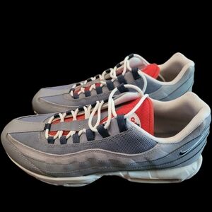 Nike Gray and Red Air Max 95 Sneakers